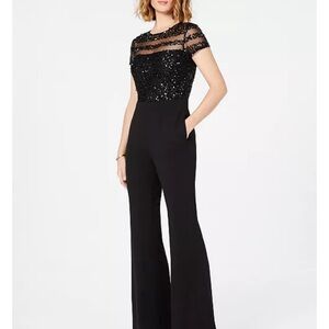 Adrianna Papell Black Sequin Jumpsuit